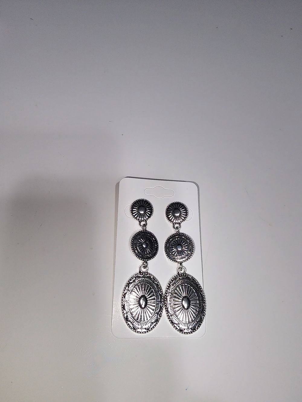 Silver-Tone Boho Triple Disc Drop Earrings